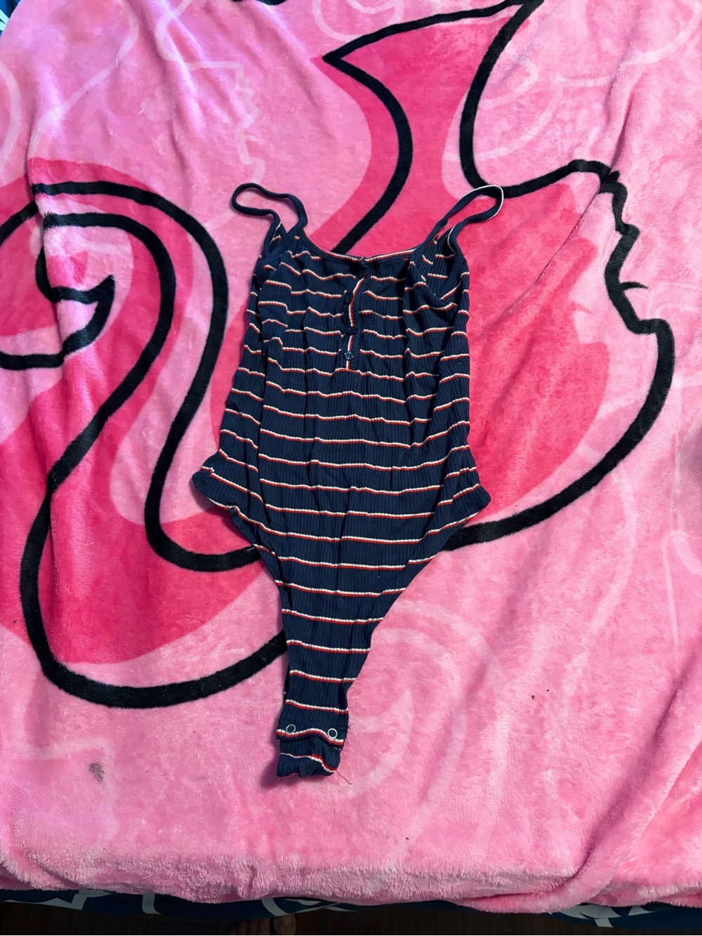 Navy Blue Striped Bodysuit